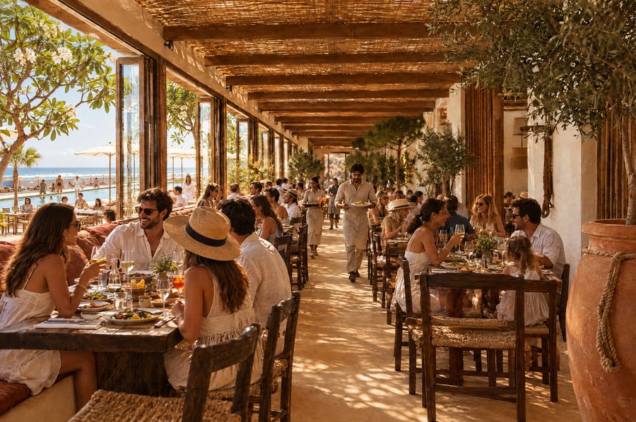 Hotel restaurant busy lunch, artist's impression